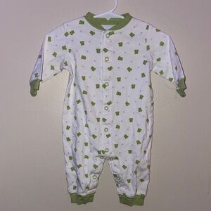 Carter's White and Green Patterned Footie